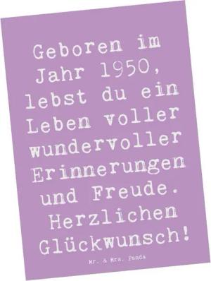 Mr. & Mrs. Panda Postkarte Spruch 1950 Geburtstag - Lavendeltraum - Geschenk, Erfahrung, Feier