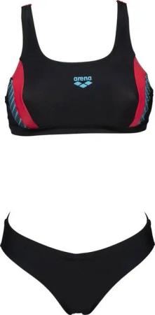 Arena Bügel-Bikini NOS W THREEFOLD TWO PIECES,BL-BL-AN BLACK-BLACK-ANGURIA