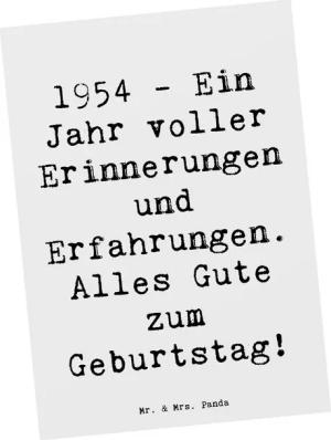 Mr. & Mrs. Panda Postkarte Spruch 1954 Geburtstag - Weiß - Geschenk, Erfahrungen, Einladung, Geb