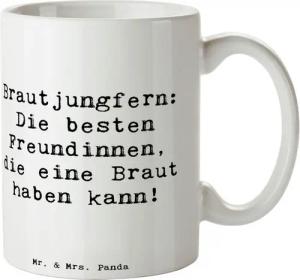 Mr. & Mrs. Panda Tasse Beste Brautjungfern - Weiß - Geschenk, Unterstützung, Hochtzeit, Teet, Keramik, Brillante Bedruckung