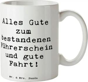 Mr. & Mrs. Panda Tasse Erste Erfahrungen im Straßenverkehr - Weiß - Geschenk, Mr. & Mrs. Pan, Keramik, Herzberührende Designs