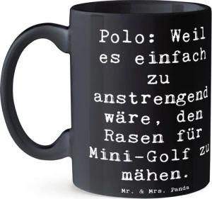 Mr. & Mrs. Panda Tasse Polo Spaß - Schwarz - Geschenk, Humor, Leidenschaft, Sportarten, Eleg, Keramik, Brillante Bedruckung