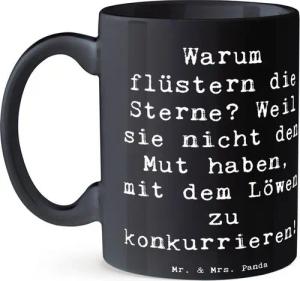 Mr. & Mrs. Panda Tasse Sterne und Löwe - Schwarz - Geschenk, individuell, Mut, Büro Tasse, K, Keramik, Exklusive Motive