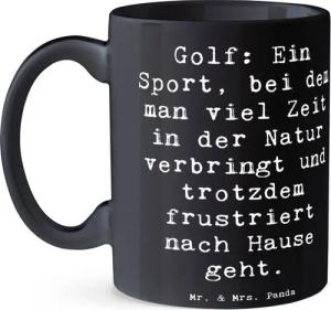 Mr. & Mrs. Panda Tasse Golf Erlebnis - Schwarz - Geschenk, Humor, Sport, Teetasse, Kaffeetas, Keramik, Einzigartiges Botschaft