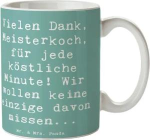 Mr. & Mrs. Panda Tasse Danke Koch - Meeresbrise - Geschenk, Meisterkoch, Familie, Kaffeetass, Keramik, Brillante Bedruckung
