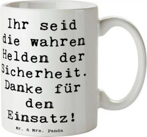 Mr. & Mrs. Panda Tasse Sicherheitsdienst Helden - Weiß - Geschenk, Danke sagen, Aufmerksamke, Keramik, Exklusive Motive