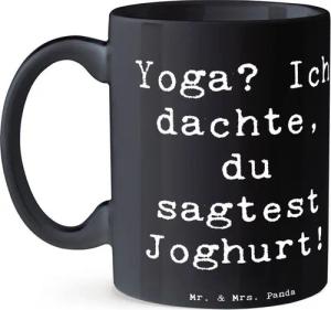Mr. & Mrs. Panda Tasse Yoga Humor - Schwarz - Geschenk, humorvoll, Kaffeetassen, Tasse bedru, Keramik, Exklusive Motive