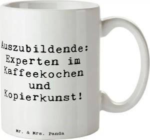 Mr. & Mrs. Panda Tasse Auszubildende Kaffeekünstler - Weiß - Geschenk, Berufsleben, Geschenk, Keramik, Herzberührende Designs