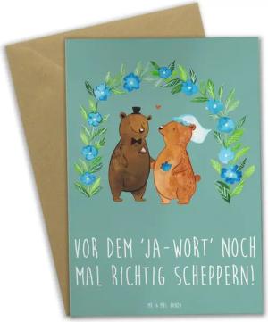 Mr. & Mrs. Panda Grußkarte Polterabend Spaß - Meeresbrise - Geschenk, Hochzeitskarte, Einladungs