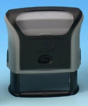 WEDO Stempel Textstempel Printy mit Gutschein 7-zeilig hellgrau/schwarz.