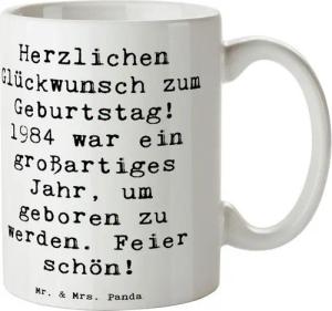 Mr. & Mrs. Panda Tasse 1984 Geburtstag - Weiß - Geschenk, Herzlichen Glückwunsch, Erinnerung, Keramik, Brillante Bedruckung