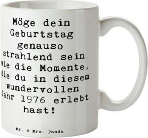 Mr. & Mrs. Panda Tasse 1976 Geburtstag - Weiß - Geschenk, wundervolle Momente, Cappuccino Ta, Keramik, Exklusive Motive