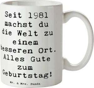 Mr. & Mrs. Panda Tasse 1981 Geburtstag - Weiß - Geschenk, inspirierendes Leben, Happy Birthd, Keramik, Herzberührende Designs