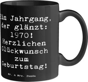 Mr. & Mrs. Panda Tasse 1970 Geburtstag - Schwarz - Geschenk, Geburtstag 1970, Happy Birthday, Keramik, Einzigartiges Botschaft