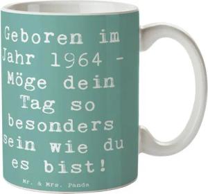 Mr. & Mrs. Panda Tasse 1964 Geburtstag - Meeresbrise - Geschenk, 1964 geboren, Kaffeetassen, Keramik, Herzberührende Designs