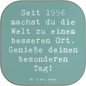 Mr. & Mrs. Panda Getränkeuntersetzer 1996 Geburtstag - Meeresbrise - Geschenk, machst du die Welt zu einem, 1-tlg., Liebevolle Motive