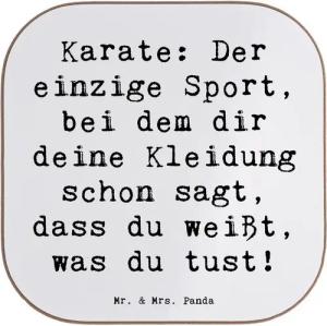 Mr. & Mrs. Panda Getränkeuntersetzer Karate Kleidung - Weiß - Geschenk, Kampfkunst, Untersetzer Gläser, Un, 1-tlg., Liebevolle Motive