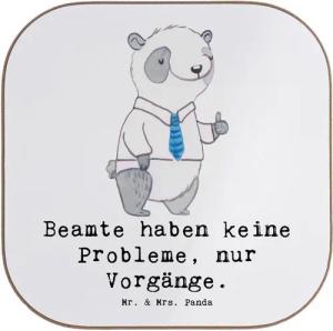 Mr. & Mrs. Panda Getränkeuntersetzer Beamter ohne Probleme - Weiß - Geschenk, Geschenke mit Herz, pflichtb, 1-tlg., Robustes Material