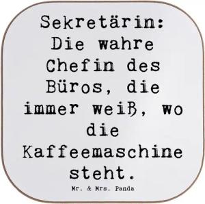 Mr. & Mrs. Panda Getränkeuntersetzer Sekretärin: Die wahre Chefin des Büros, die immer weiß, wo die Kaffee, 1-tlg., Innovative Designs