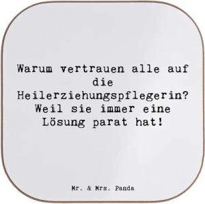 Mr. & Mrs. Panda Getränkeuntersetzer Heilerziehungspflegerin Lösungsexpertin - Weiß - Geschenk, Berufsfeld, 1-tlg., Robustes Material