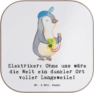 Mr. & Mrs. Panda Getränkeuntersetzer Elektriker Helden - Weiß - Geschenk, Komfort, Elektrotechnik, elektri, 1-tlg., Robustes Material