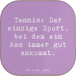 Mr. & Mrs. Panda Getränkeuntersetzer Tennis Ass - Lavendeltraum - Geschenk, Tennisliebhaber, Aufschlag, Gy, 1-tlg., Innovative Designs