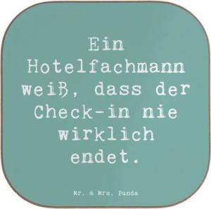 Mr. & Mrs. Panda Getränkeuntersetzer Ein Hotelfachmann weiß, dass der Check-in nie wirklich endet. - Meere, 1-tlg., Robustes Material
