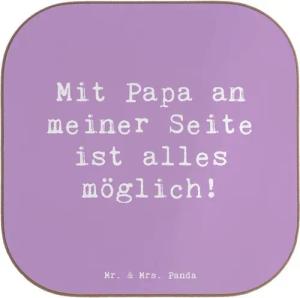 Mr. & Mrs. Panda Getränkeuntersetzer Papa Möglichmacher - Lavendeltraum - Geschenk, väterliche Liebe, Glas, 1-tlg., Handgezeichnete Motive