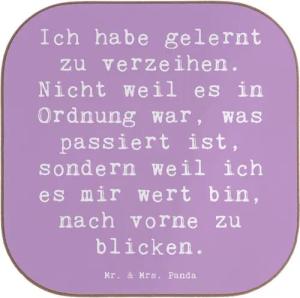 Mr. & Mrs. Panda Getränkeuntersetzer Vergebung und Neubeginn - Lavendeltraum - Geschenk, Selbstliebe, Gefü, 1-tlg., Handgezeichnete Motive