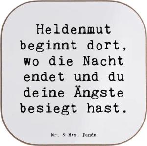 Mr. & Mrs. Panda Getränkeuntersetzer Ängste vor Monstern besiegen - Weiß - Geschenk, Mut und Lebenskraft, 1-tlg., Innovative Designs