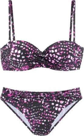 Bruno Banani Bügel-Bandeau-Bikini bedruckt und in Wickeloptik