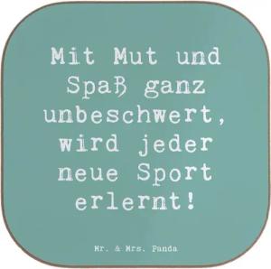 Mr. & Mrs. Panda Getränkeuntersetzer Neue Sportart versuchen - Meeresbrise - Geschenk, positive Energie, V, 1-tlg., Glänzende Oberfläche