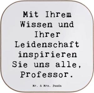 Mr. & Mrs. Panda Getränkeuntersetzer Inspirierender Professor - Weiß - Geschenk, Leidenschaft, Bierdeckel, 1-tlg., Handgezeichnete Motive