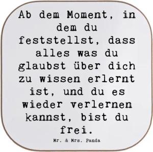 Mr. & Mrs. Panda Getränkeuntersetzer Erleuchtung und Freiheit - Weiß - Geschenk, Mut, Untersetzer für Gläs, 1-tlg., Robustes Material