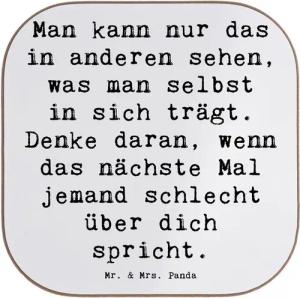Mr. & Mrs. Panda Getränkeuntersetzer Mobbing bewältigen Spiegelbild - Weiß - Geschenk, Stärke, Vertrauem, 1-tlg., Handgezeichnete Motive