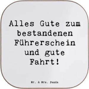 Mr. & Mrs. Panda Getränkeuntersetzer Erste Erfahrungen im Straßenverkehr - Weiß - Geschenk, Glückwunsch, Z, 1-tlg., Glänzende Oberfläche