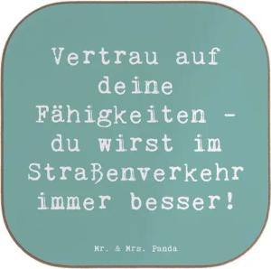 Mr. & Mrs. Panda Getränkeuntersetzer Erste Erfahrungen im Straßenverkehr machen - Meeresbrise - Geschenk, 1-tlg., Innovative Designs