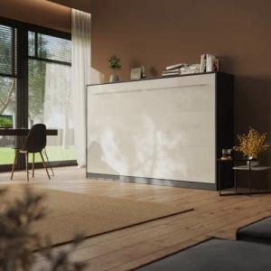 SMARTBett Schrankbett Standard 120x200cm Anthrazit horizontal inkl. Lattenrost Klappbett, Wandklappbett mit Gasdruckfedern
