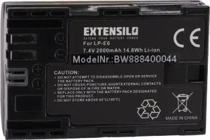 Extensilo passend für Canon EOS 7D Mark II, 90D, R, R7, Ra, 80D, R5 C, R5, R6 Kamera-Akku Li-Ion 2000 mAh