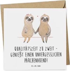 Mr. & Mrs. Panda Grußkarte Pärchenabend Freude - Weiß - Geschenk, Qualitätszeit, unvergesslicher