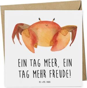 Mr. & Mrs. Panda Grußkarte Tagesausflug ans Meer Freude - Weiß - Geschenk, Tagesausflug Meer, Fr