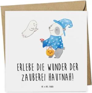 Mr. & Mrs. Panda Grußkarte Zaubershow Wunder - Weiß - Geschenk, staunen, Geburtstagsgeschenk, Gu