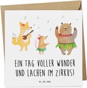 Mr. & Mrs. Panda Grußkarte Zirkusbesuch Freude - Weiß - Geschenk, Magie, Abenteuer, Wunder, Eink