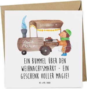 Mr. & Mrs. Panda Grußkarte Weihnachtsmarktbesuch - Weiß - Geschenk, Gutschein Karte, Weihnachtsl