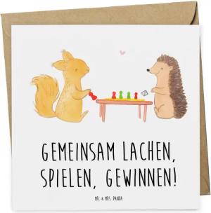 Mr. & Mrs. Panda Grußkarte Spieleabend Glück - Weiß - Geschenk, Kartenspiele, Partyspiele, Gutsc