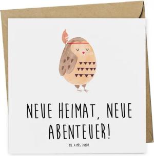 Mr. & Mrs. Panda Grußkarte Einweihungsfeier Abenteuer - Weiß - Geschenk, neue Abenteuer, Überras