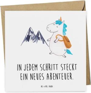 Mr. & Mrs. Panda Grußkarte Wanderung Abenteuer - Weiß - Geschenk, Gutscheinkarte, Wald, individu