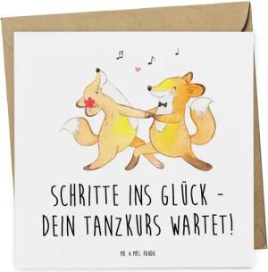 Mr. & Mrs. Panda Grußkarte Tanzkurs Glück - Weiß - Geschenk, Schritte ins Glück, Rhythmus, Geldg