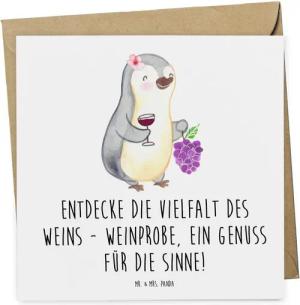 Mr. & Mrs. Panda Grußkarte Weinprobe Vielfalt - Weiß - Geschenk, Weinvielfalt, Geldgeschenk, Gut