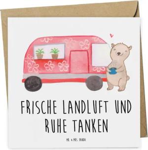 Mr. & Mrs. Panda Grußkarte Wochenendtrip auf dem Land - Weiß - Geschenk, Ruhe tanken, Radtour, G